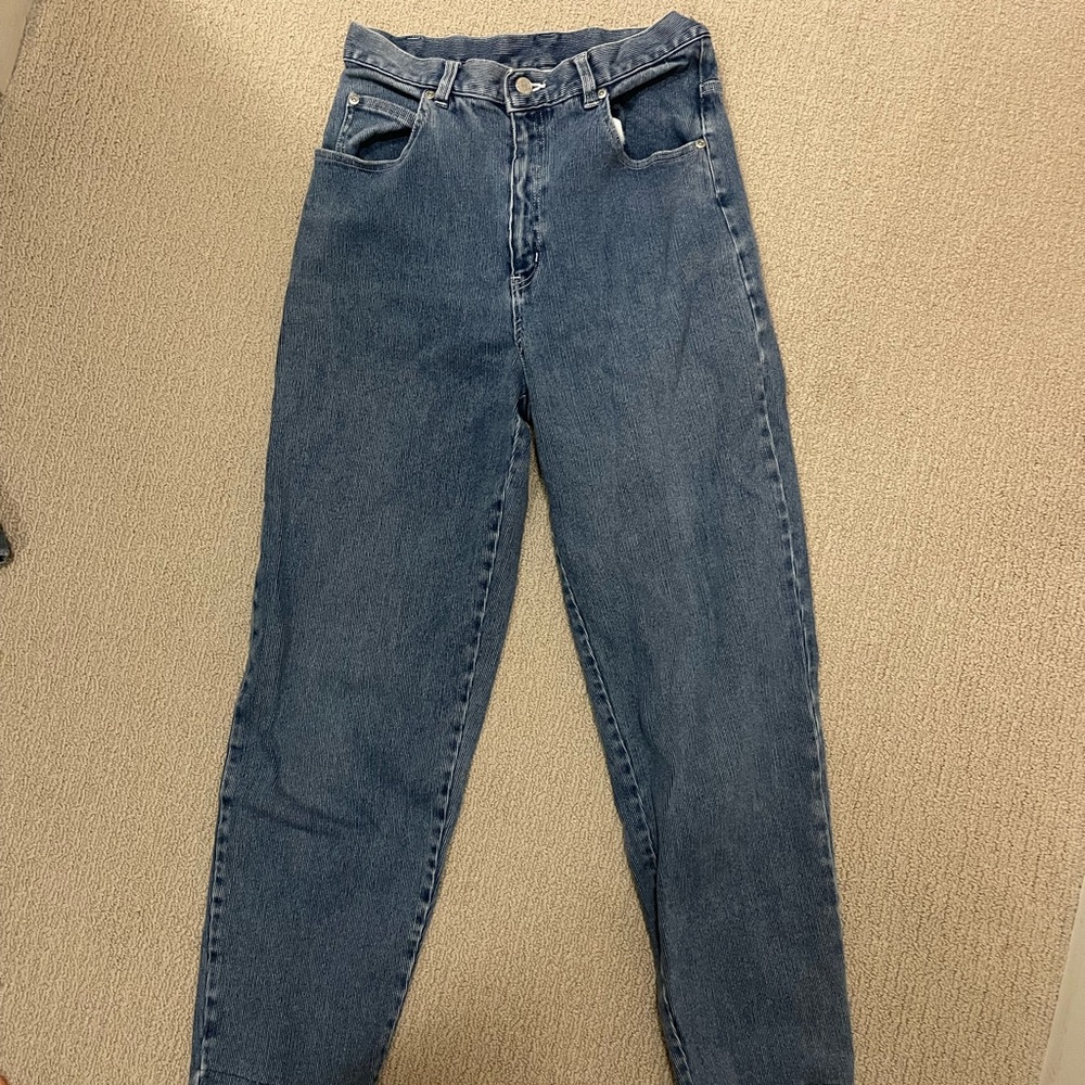 Courdoroy texture denim jeans high waist